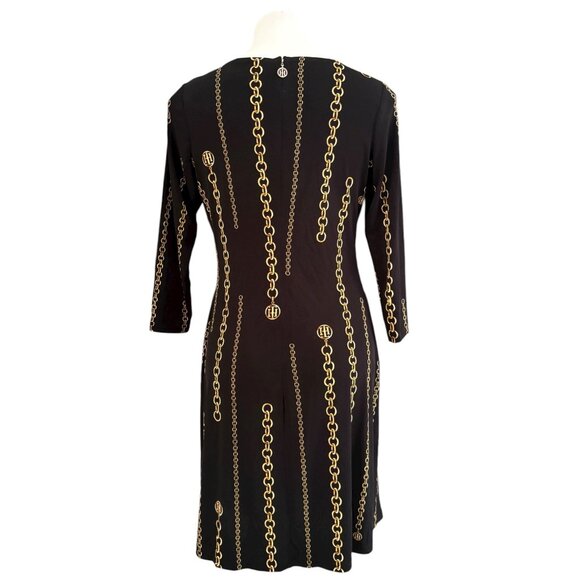 Tommy Hilfiger Black Chain Reaction Stretch Jersey Shift Dress, Women's Size 8 - Picture 6 of 10